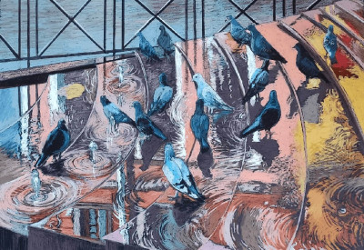 Голуби в фонтане. Санкт-Петербург